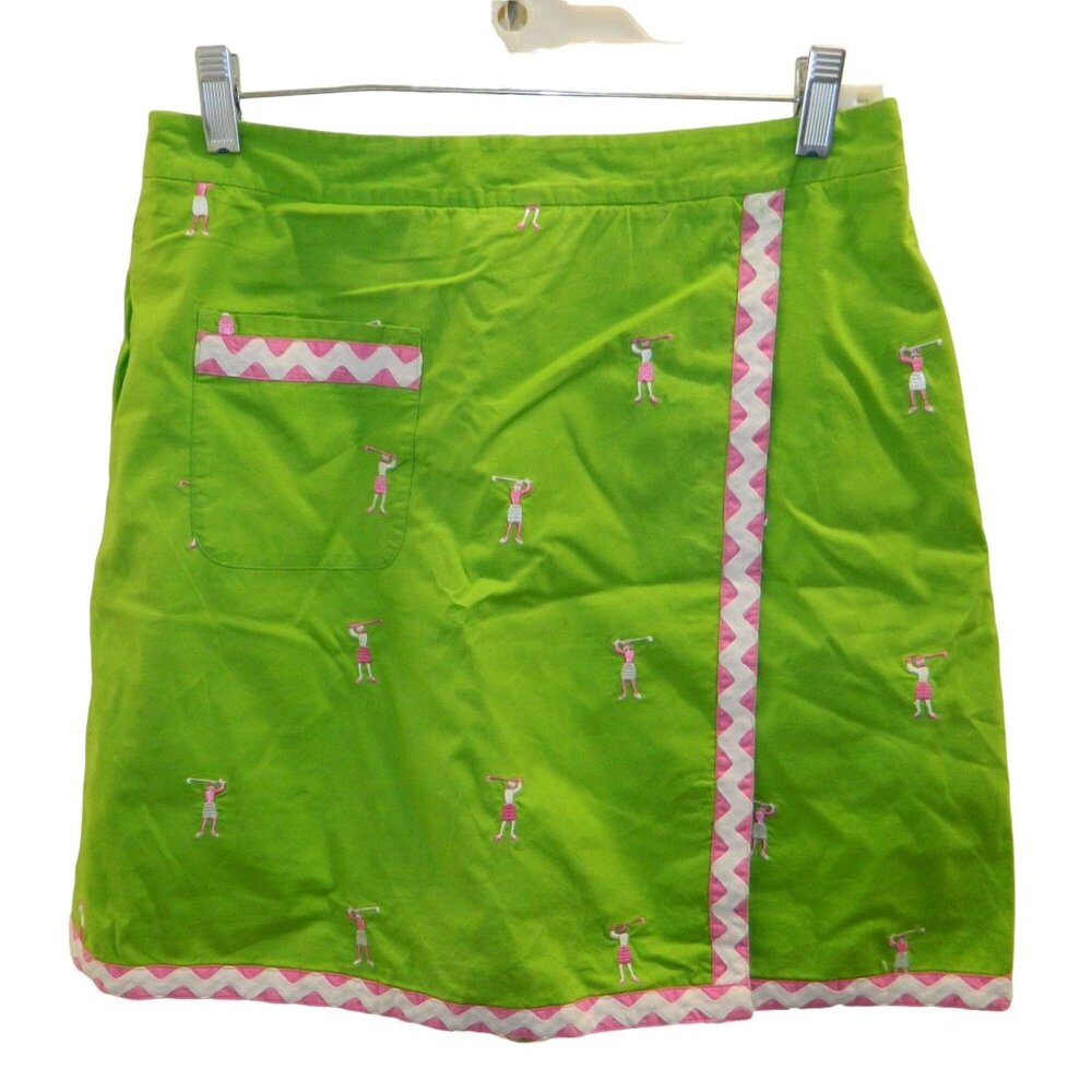 Lilly Pulitzer Size 6 Green Pink Embroidered Golf Skort Skirt Shorts Ric Rac